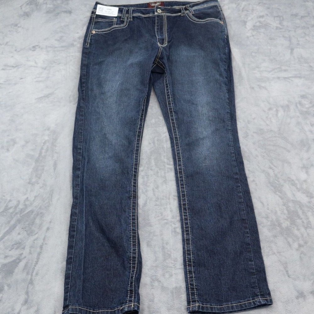 Angels Jeans Women 14 34W Blue Straight Cut 5 Pocket Design Pants Casual Bottoms